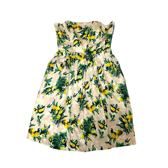 Zara Lemons Strapless Pleated Mini Yellow Size Small Wedding Guest Dress Party - Picture 8 of 9